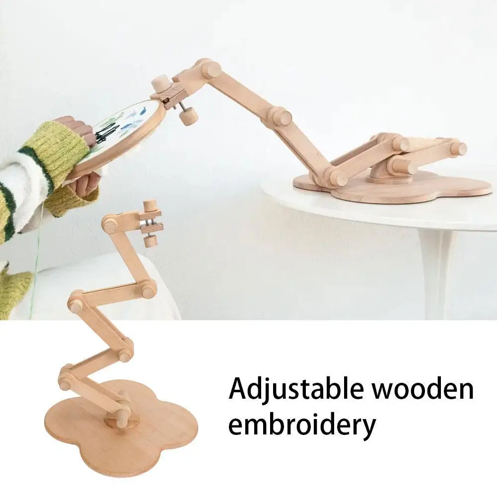

Adjustable Wooden Embroidery Lap Stand Tapestry Frame Cross Stitch Rack Holder Tabletop DIY Sewing Hoop Tool Sewing Fixed Rack