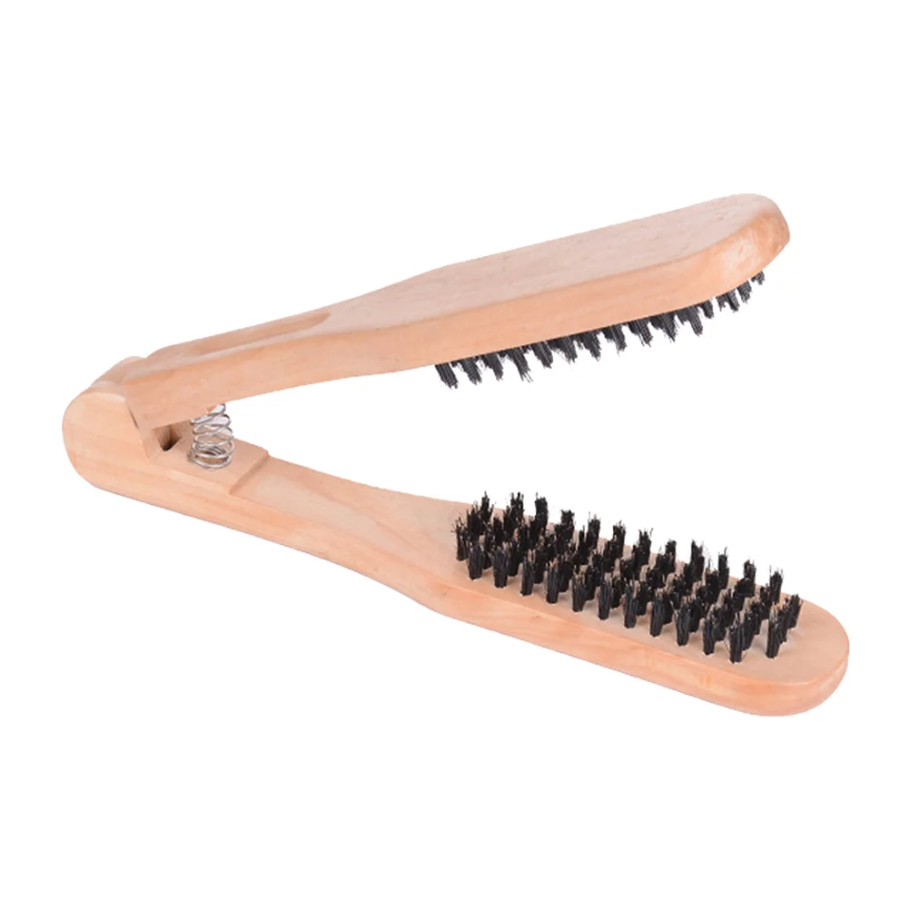 

Hair Brush Straightener Comb Clamp Stylingwooden Mini Beardtools Wood Detangler Brushes Sided Hairstyling Clip Natural Side Tool