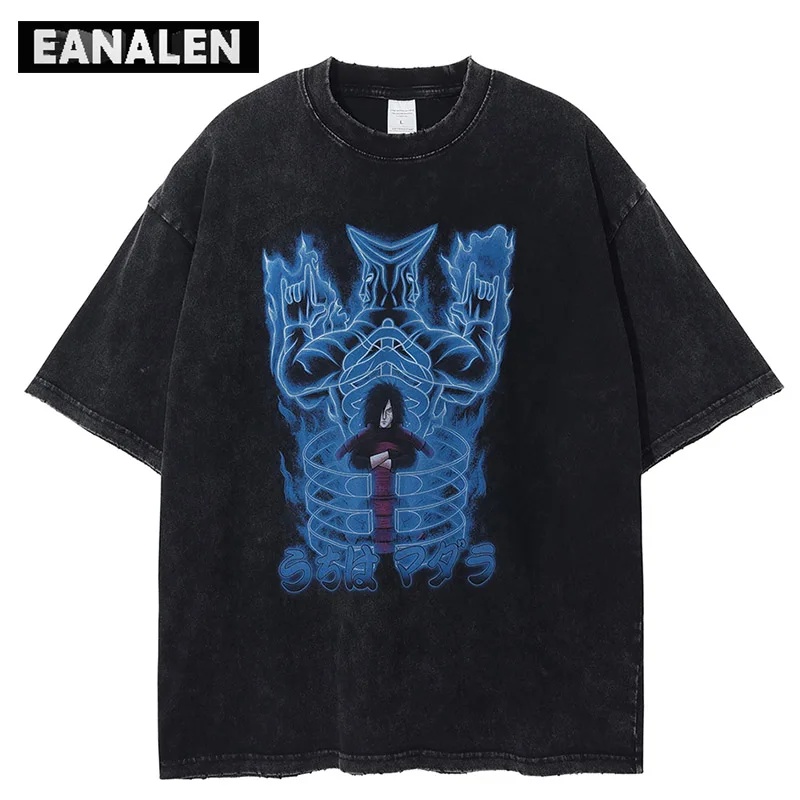 

Футболка мужская оверсайз в винтажном стиле с графическим изображением японской анимации, уличное платье-бойфренд в стиле Харадзюку, повседневная женская футболка с дьявольским рисунком