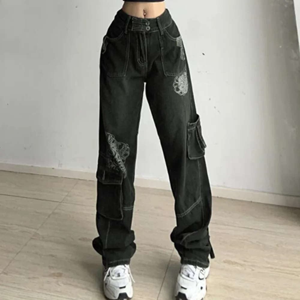 

Gothic Emo Alt Baggy Jeans Punk Vintage 90s Casual Cargo Pants Loose Wide Leg Denim Grunge Y2K Pants Aesthetic Clothes