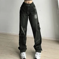 gothic emo alt baggy jeans punk vintage 90s casual cargo pants loose wide leg denim grunge y2k pants aesthetic clothes