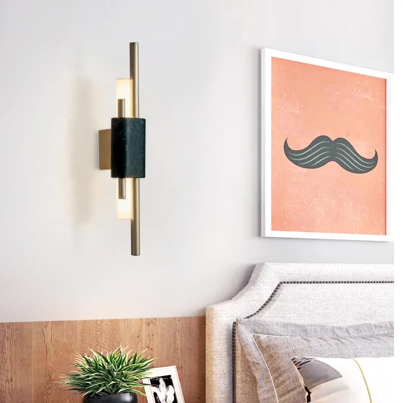 

Мраморная настенная лампа, современные светодиодные светильники для гостиной, спальни, лофта, домашний декоративный прикроватный настенный светильник для ванной, зеркальный светильник