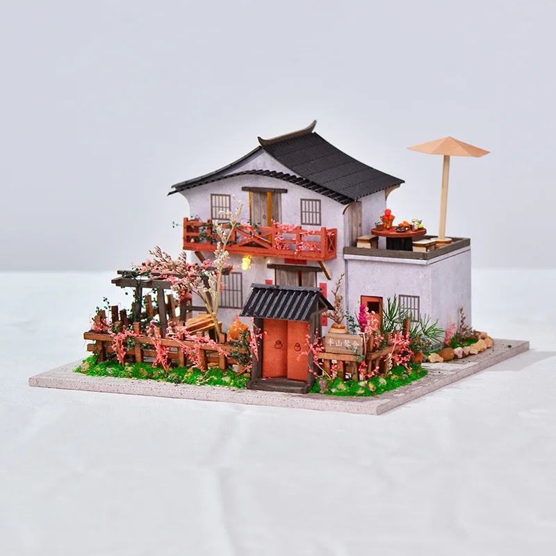 

Wooden DIY Village Casa Miniature Building Kits Doll Houses With Furniture Light Dollhouse Assembly Villa Toy For Kids Gifts