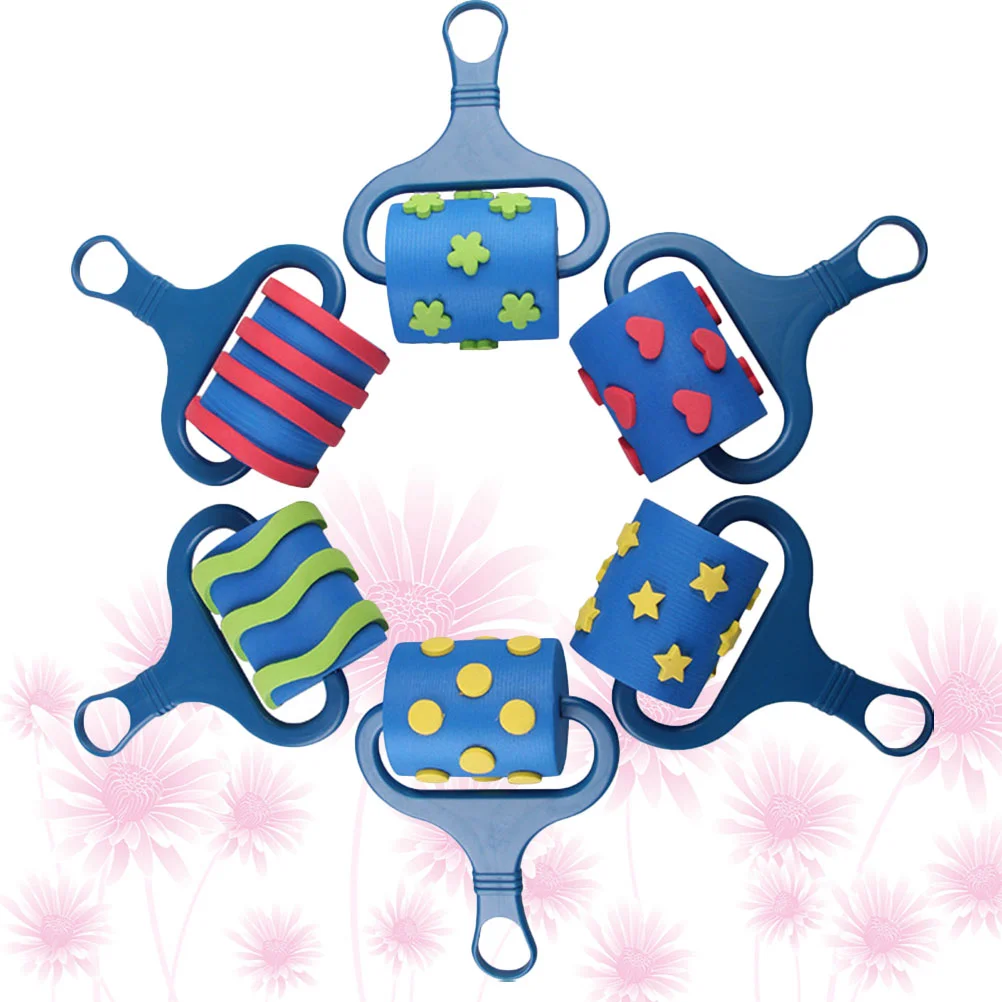 

6pcs Kids Sponge Brush Rollers DIY Drawing Painting Brushes Learning Tools for Toddler Boys