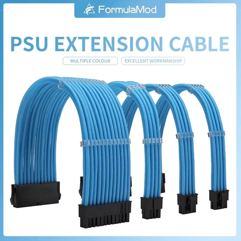 

NEW2023 FormulaMod NCK1 Series PSU Extension Cable Kit , Solid Color Cable Solid Combo 300mm ATX24Pin PCI-E8Pin CPU8Pin With Com
