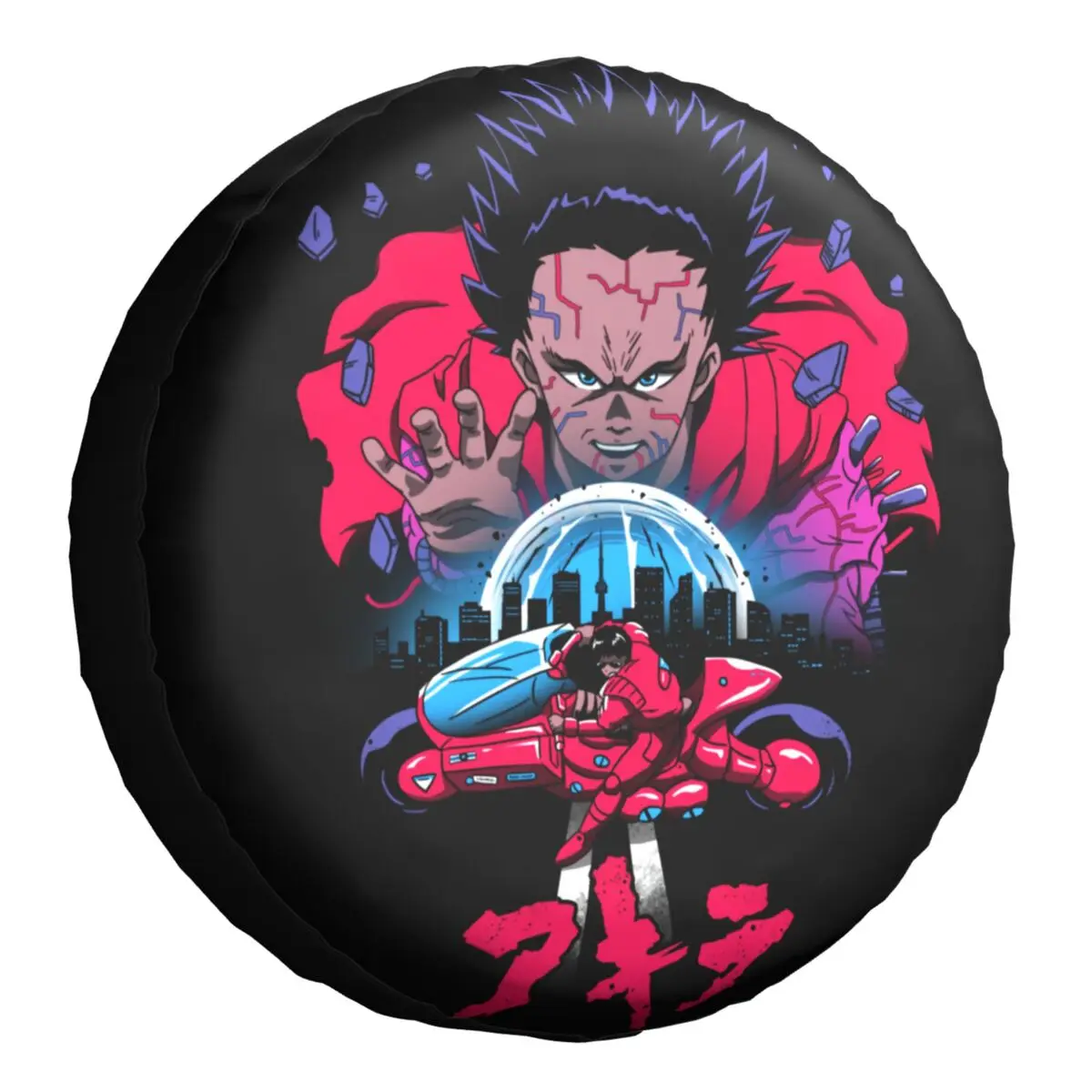 

Vaporwave Neo Tokyo Spare Wheel Tire Cover for Toyota Mitsubishi Suzuki Synthwave Akira Shotaro Kaneda Jeep RV SUV Camper