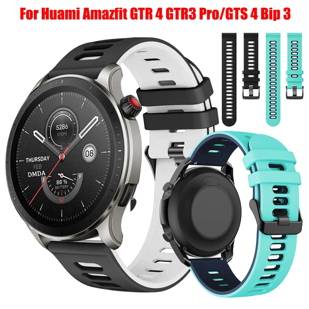 

20mm 22mm Watchband For Huami Amazfit GTR 4/3 Pro GTR2e Band GTS 4 Bip 3 Pro 2 2e 42mm 47mm Sports Silicone Watch Strap Bracelet