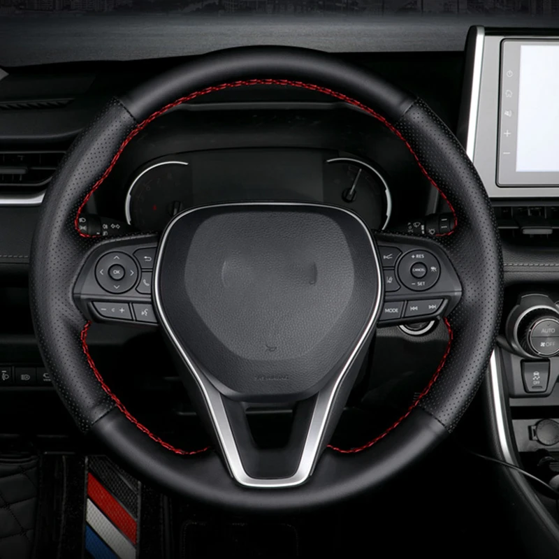 Car Steering Wheel Cover Artificial Leather Customized For Toyota RAV4 AX50 Corolla G12 Axio Altis Camry Xv70 Avalon 2019 2020