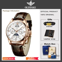 oupinke luxury automatic watch for men mechanical leather sapphire mirror waterproof watches top brand wristwatch reloj hombre