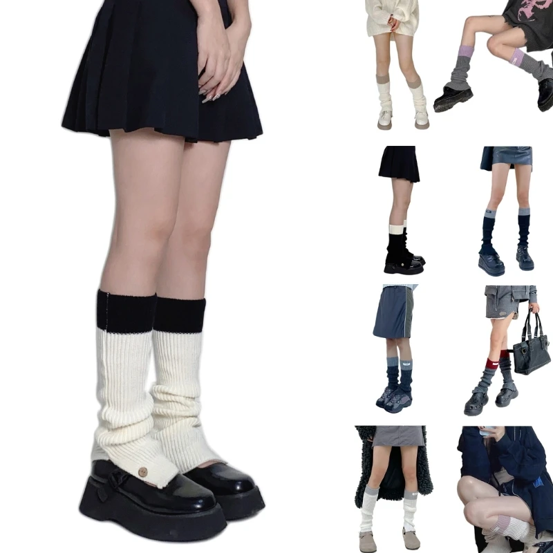 

Gothic Leg Warmers Japanese Women Long Socks Winter Knitted Ankle Cover