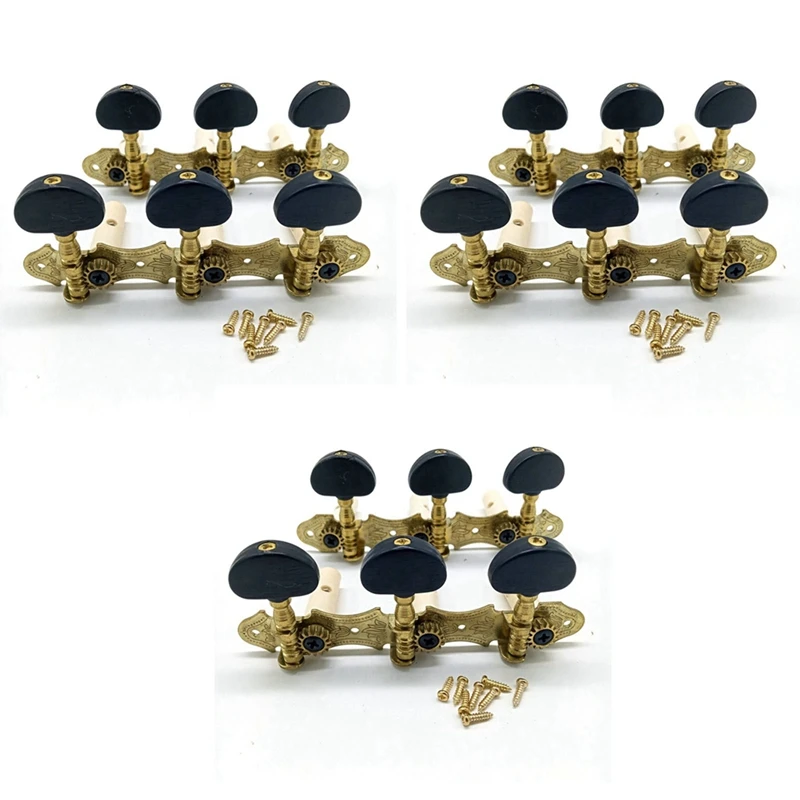 

3X Left Right Classical Guitar String Tuning Pegs Machine Heads Tuners Keys 3L3R Professional Guitar Accessories,Black