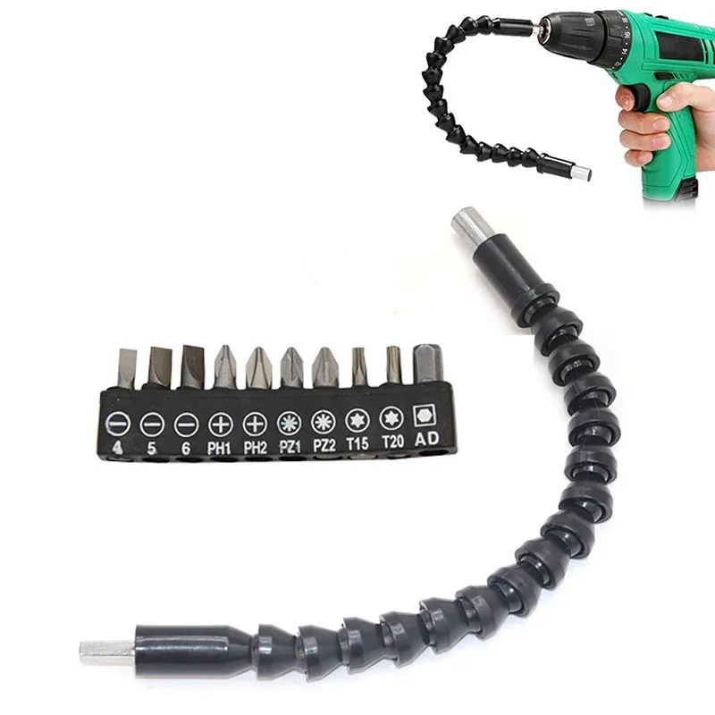 

290mm Flexible Shaft Tool Electronics Drill Screwdriver Bit Holder Connect Link Multitul Hex Shank Extension Snake Bit