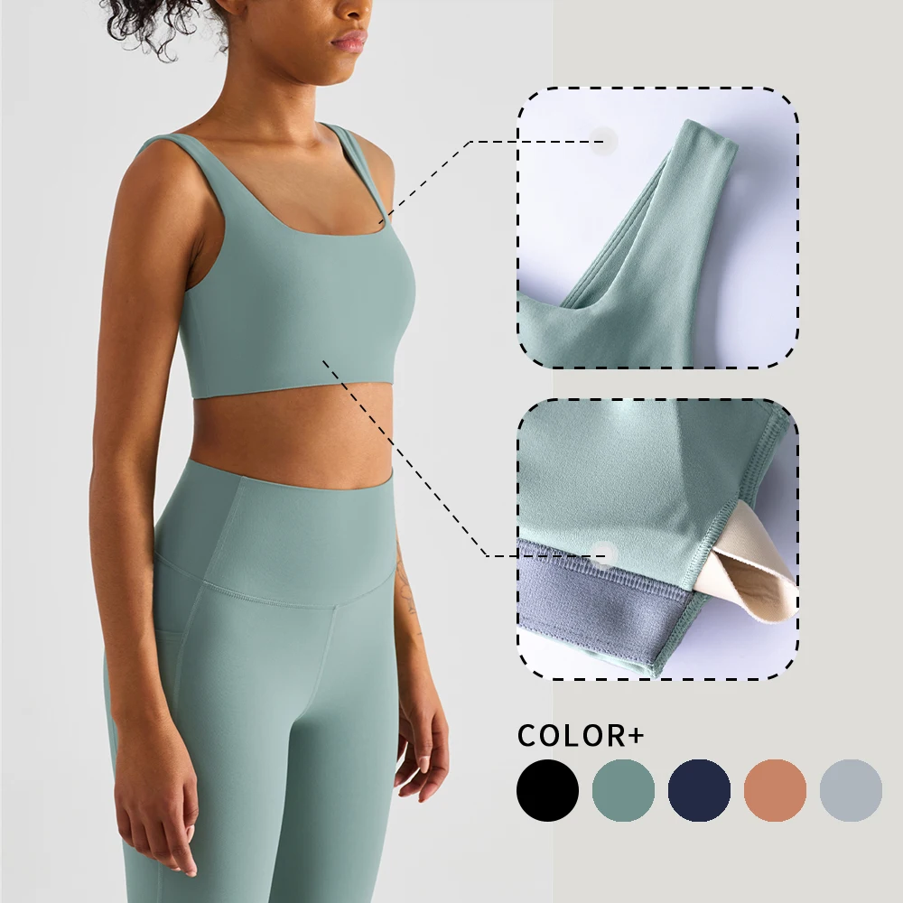 

WISRUNING Square Collar Yoga Tops Bra for Fitness Underwear Women Push Up Sport Top Breathable Workout Sportswear for Gym Outfit