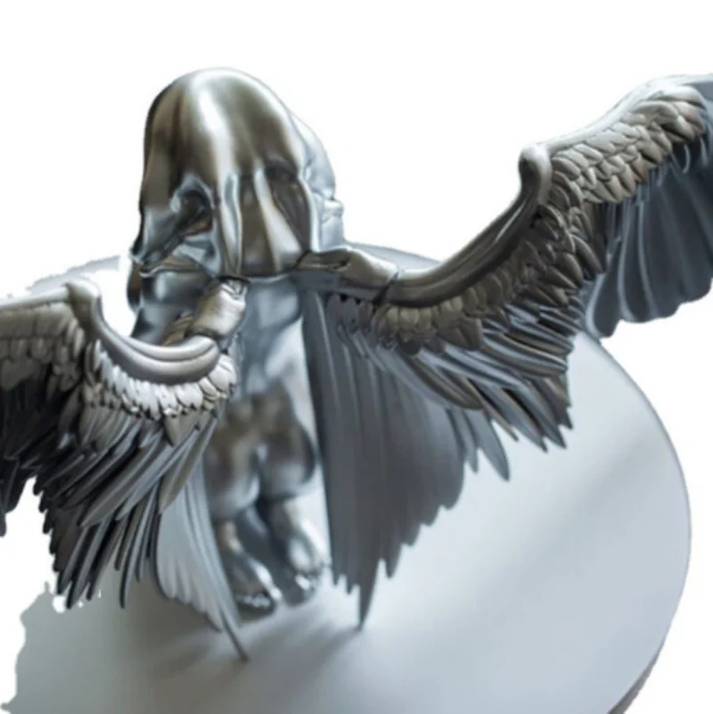 2022 New Art Angel Female Wings Silver Kneeling Angel Art Resin Ornament statue  sculpture  living room decoration