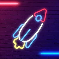 wanxing rocket neon signs space ship light usb wall decor for gaming bedroom boys birthday gift alien party decoration