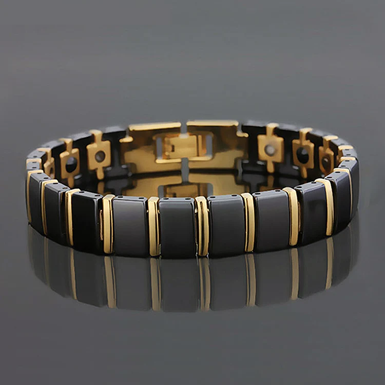 Titanium Steel Ceramic Energy Bracelet Germanium Anion Antioxidant Anti-radiation Fat Burning Hematite Health Bracelet