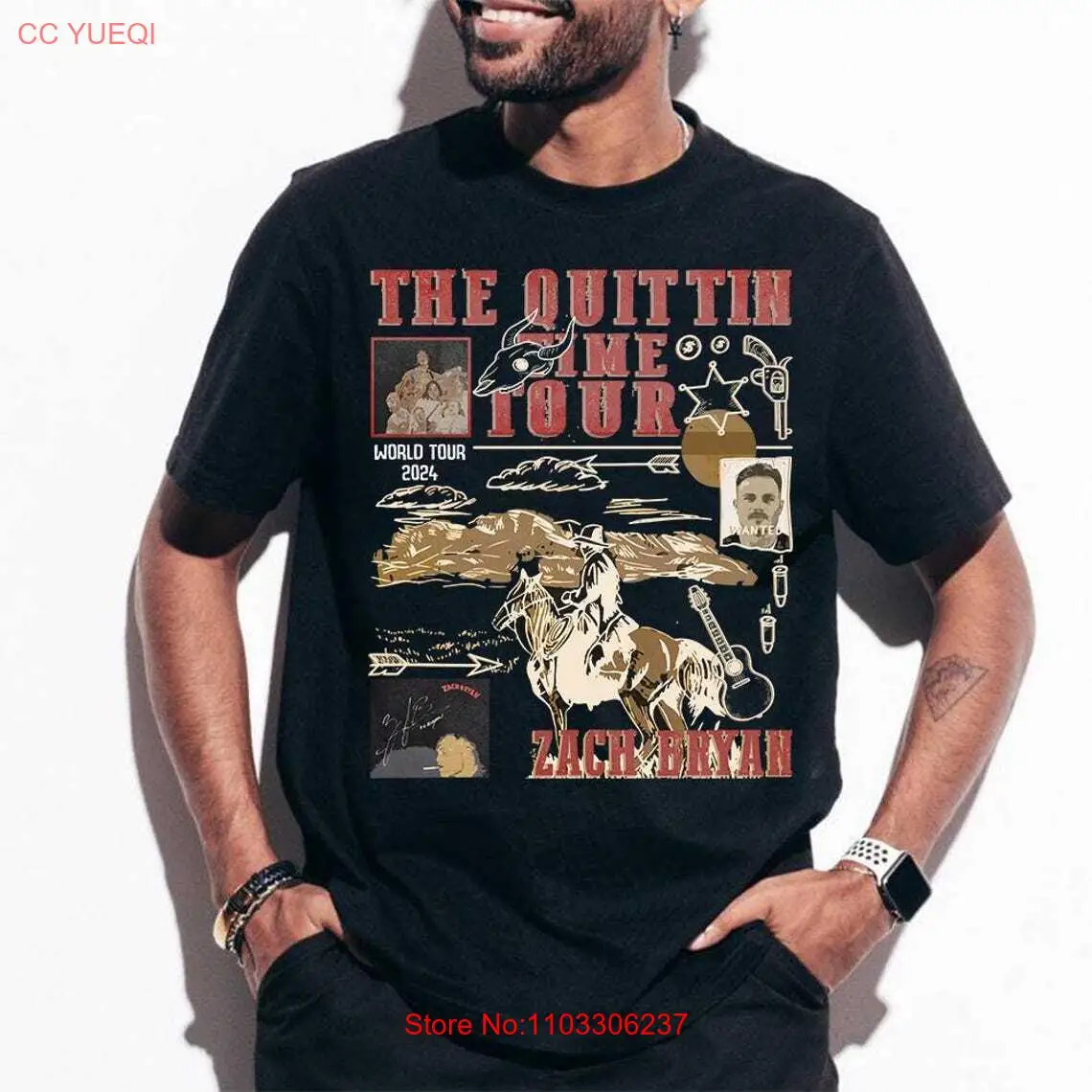 Музыкальная рубашка Zach 2Side The Quittin Time Tour 2024 футболки Merch