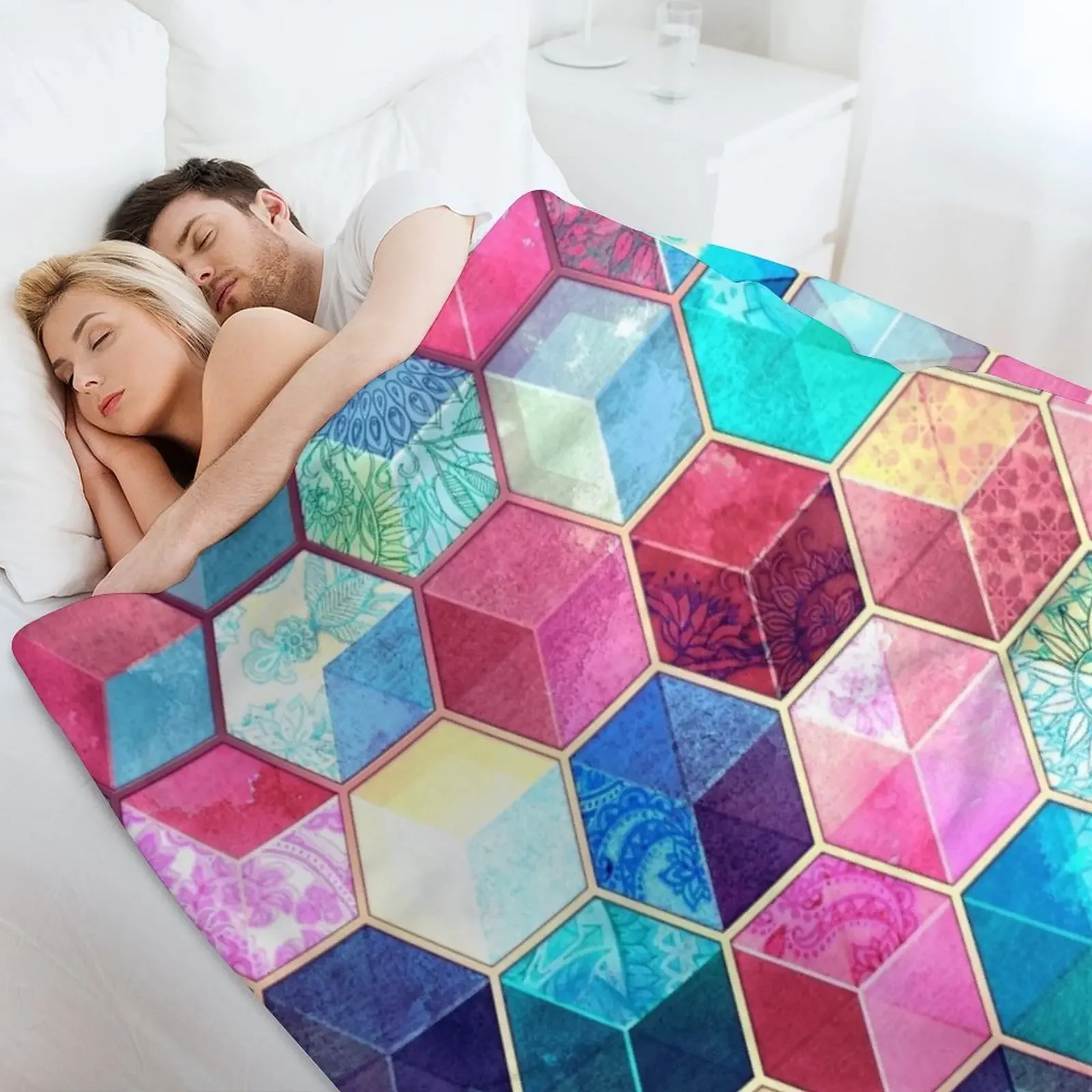 Одеяло с топазом и рубином кристаллами в виде сот большое одеяло ворсом