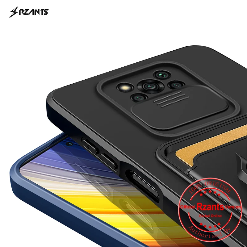 Модный чехол Rzants для Xiaomi Poco X3 NFC Pro [Bison] гладкий деловой с нажимным держателем карт