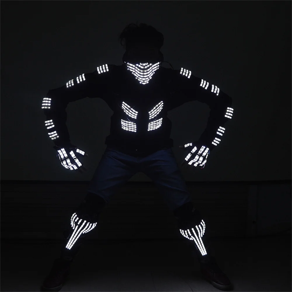 Magicool светодиодное освещение доспехи перчатки маски светящееся пальто