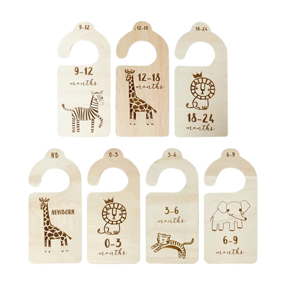 

7pcs Wooden Clothing Size Dividers Baby Wardrobe Organizers for Home (Beige)
