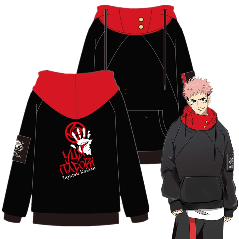

Anime Jujutsu Kaisen Cosplay Costume Gojo Satoru Itadori Yuji Adult Unisex Pullover Coat Casual Hoodie Black Sweatshirts Jacket