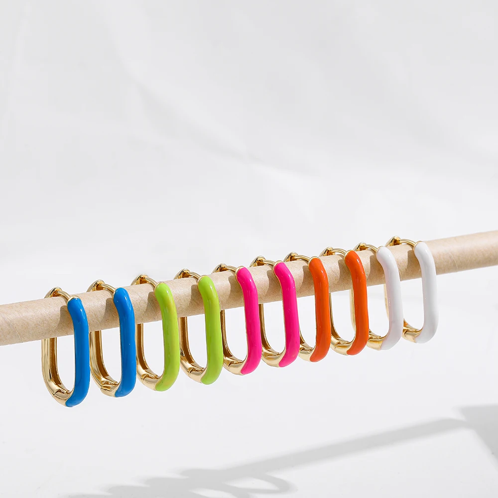 

Stainless Steel Women's Gold Small and Thin Round Earrings Colorful Summer Vital Earrings Seaside Party