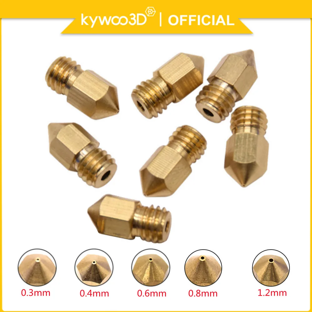 

Kywoo3D высокое качество MK8 латунная медная насадка аксессуары для 3D принтера M6 1,75 мм латунная насадка для Tycoon CR8 CR10/S Ender 3 серии
