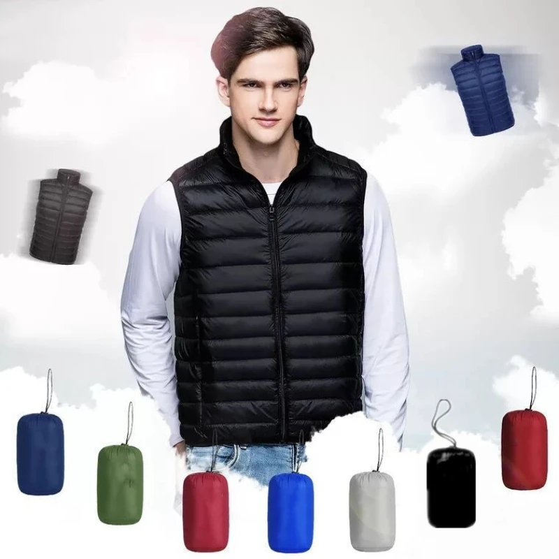 2023 New Light Down Vest Men's Short Winter Men's Collar Fashion Down Undershirt Men's Down Jacket