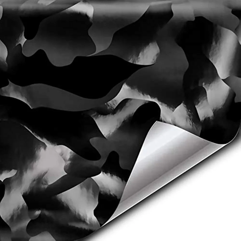 

OLOEY, черная невидимая камуфляжная виниловая пленка большого размера для автомобиля, самоклеящаяся пленка, технология выпуска воздуха
