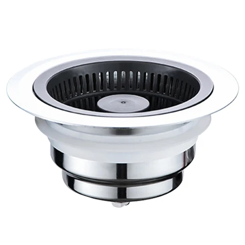 Сетчатый фильтр для слива раковины из нержавеющей стали 304, 3 в 1, сетчатый фильтр для кухонной раковины, тормозная корзина, блокировка, подходит для диаметра 2,9-3, 9 дюймов - изображение