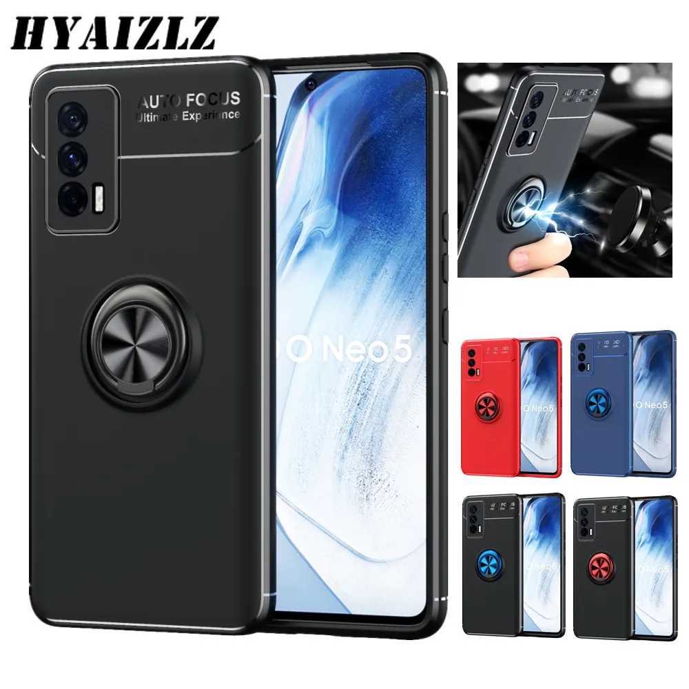

Phone Case for Vivo iQOO 9 Pro U5 Z5 Neo 5S Y55s Y33s Y76S S12 Pro T1 Fundas Soft TPU wtih Ring Holder Car Magnetic Back Cover