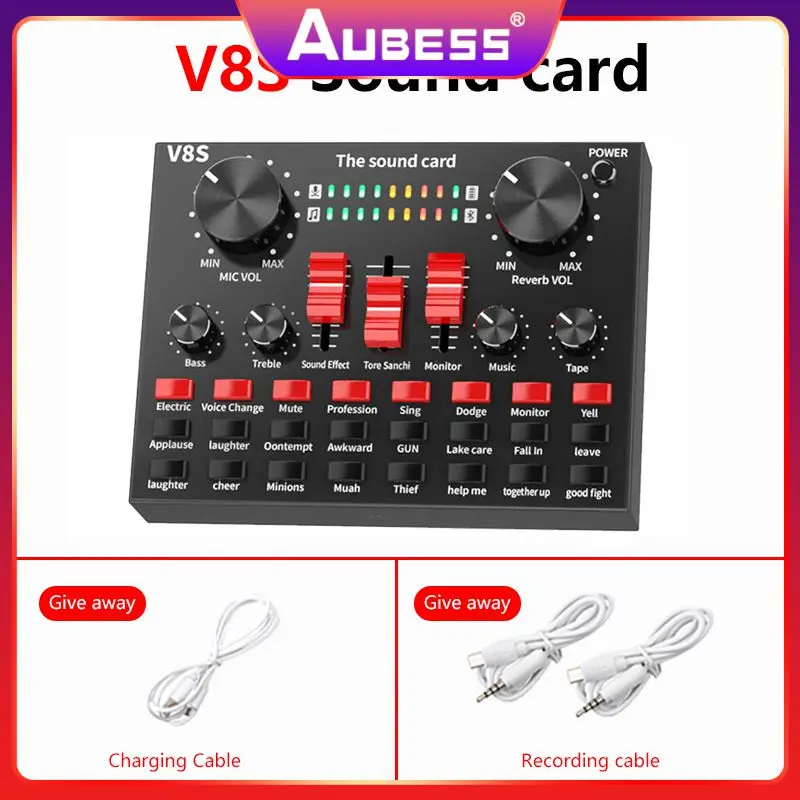

Universal Webcast Live Sound Card Audio Mixer External Usb Audio Interface Sound Card V8s Mobile Phone Microphone Clear