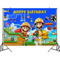 game original super mario party birthday background mario brothers cloth theme board cartoon character mario doll children gift