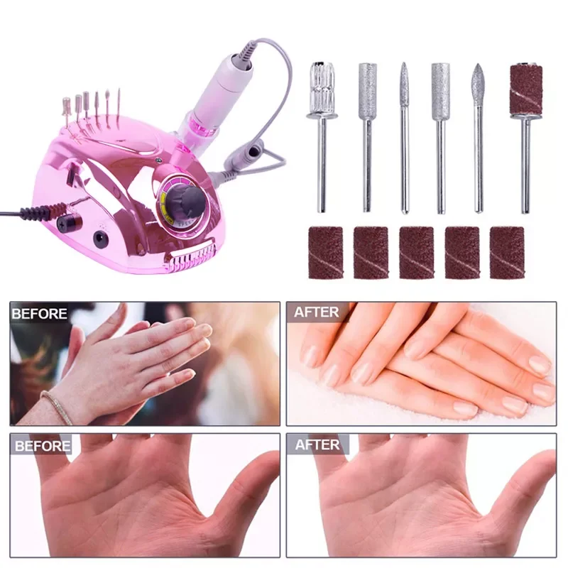 35000 RPM Electric Nail Drill Machine Mirror Diamond Pink Silver Nail Drill Kit With Milling Cutters For Manicure Pedicure Tools enlarge