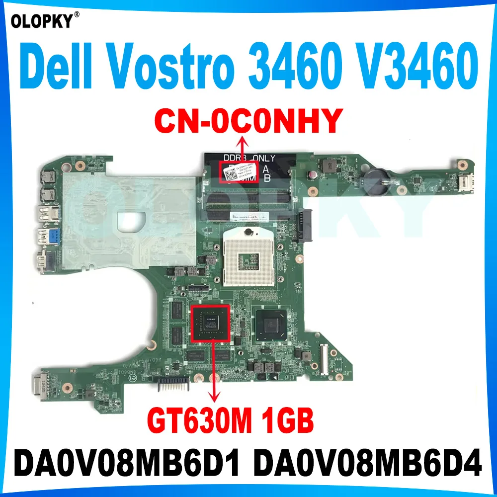DA0V08MB6D1 DA0V08MB6D4 материнская плата для ноутбука Dell Vostro 3460 V3460 с GT630M 1 ГБ GPU CN-0C0NHY 0C0NHY DDR3