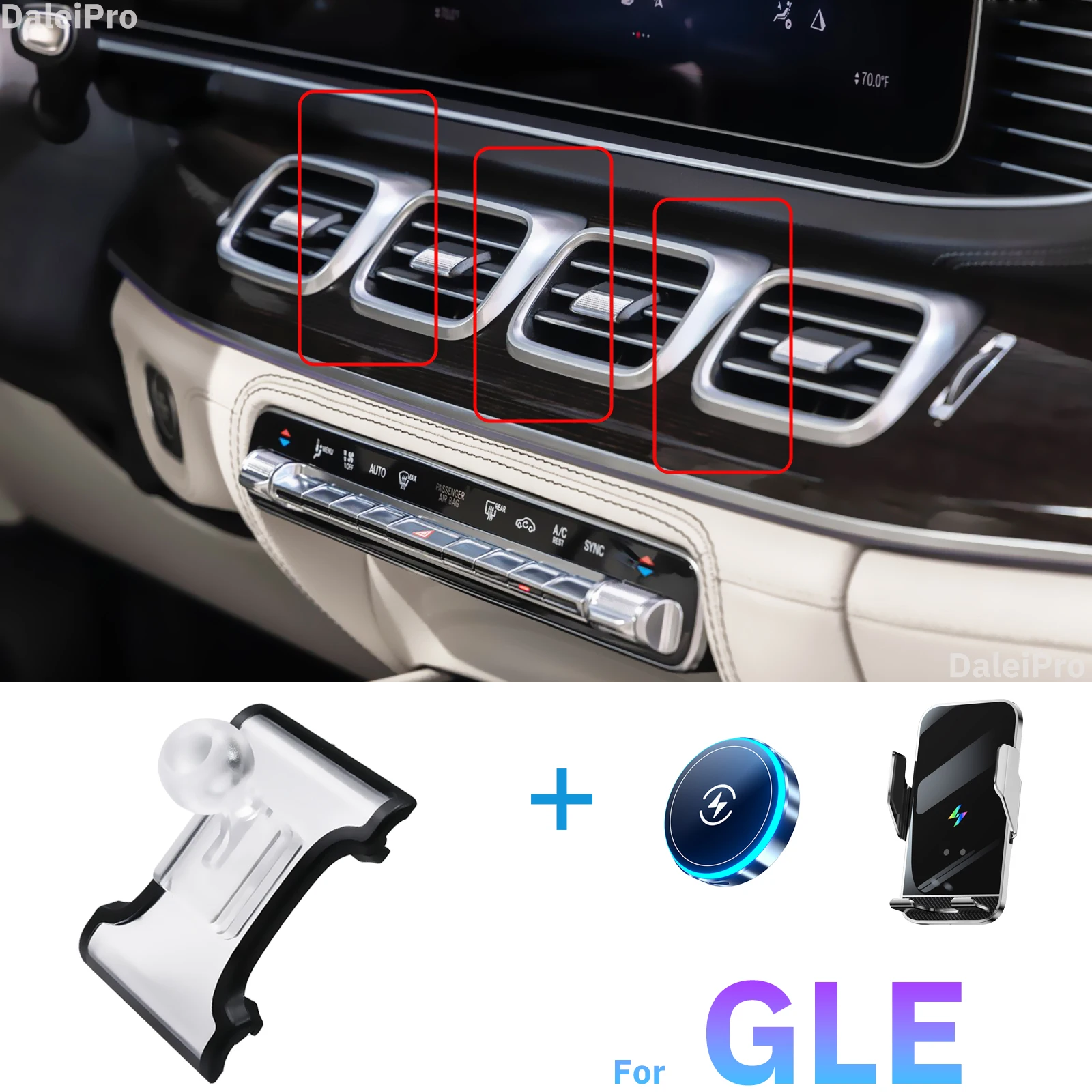 Фото Для Mercedes Benz GLE W167 GLS 2020 2021 2022 2023 2024, специальный держатель для телефона, держатель для беспроводной зарядки, автомобильное зарядное устройство MagSafe №2
