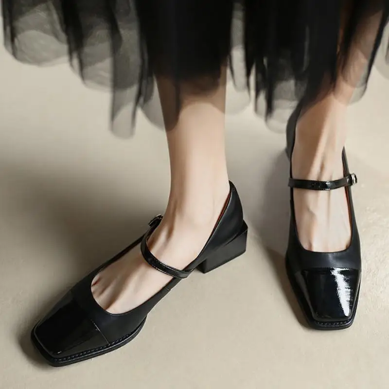 

Туфли-лодочки женские демисезонные с квадратным носком и пряжкой, однотонные