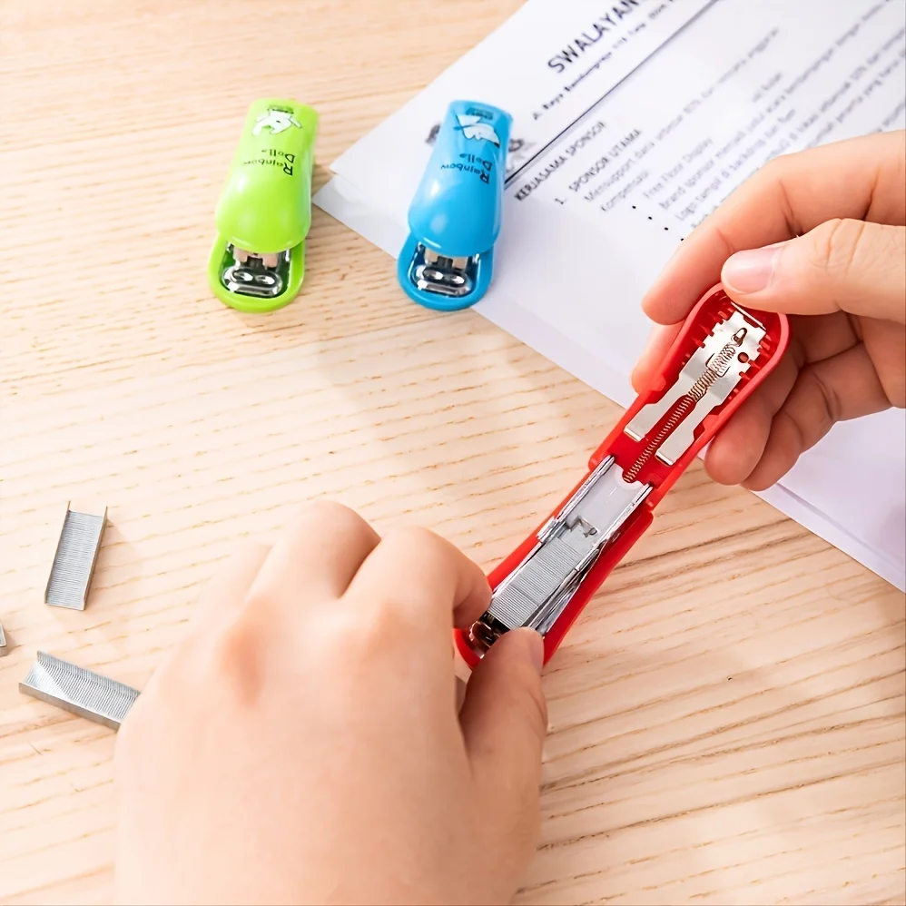 

MOHAMM 1 PC Mini Stapler 12 Sheet Capacity Includes #10 1000 Staples Random