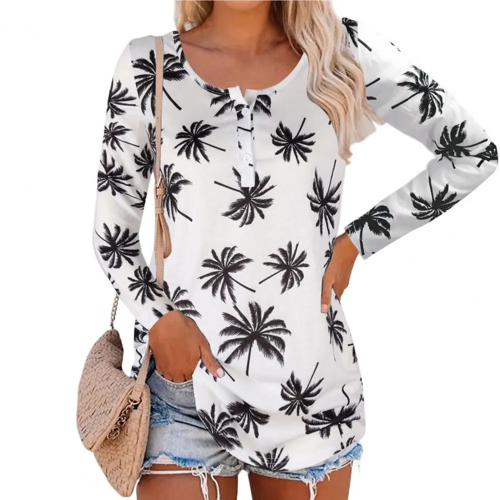 

Elastic Comfortable Lady Autumn Simple Casual Printing Tee Top Female Clothing