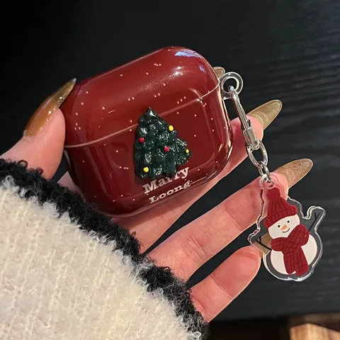 Мягкий чехол с рождественской елкой и Новым годом для AirPods 4 ANC AirPods 1 2 3 Pro 2, защитный чехол с брелком-снеговиком, рождественский подарок