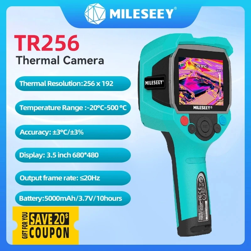 

Mileseey TR256 256*192 Infrared Thermal Camera Imager -20℃-500 ℃ Six Color Palettes Auto Focus Temperature High Precision