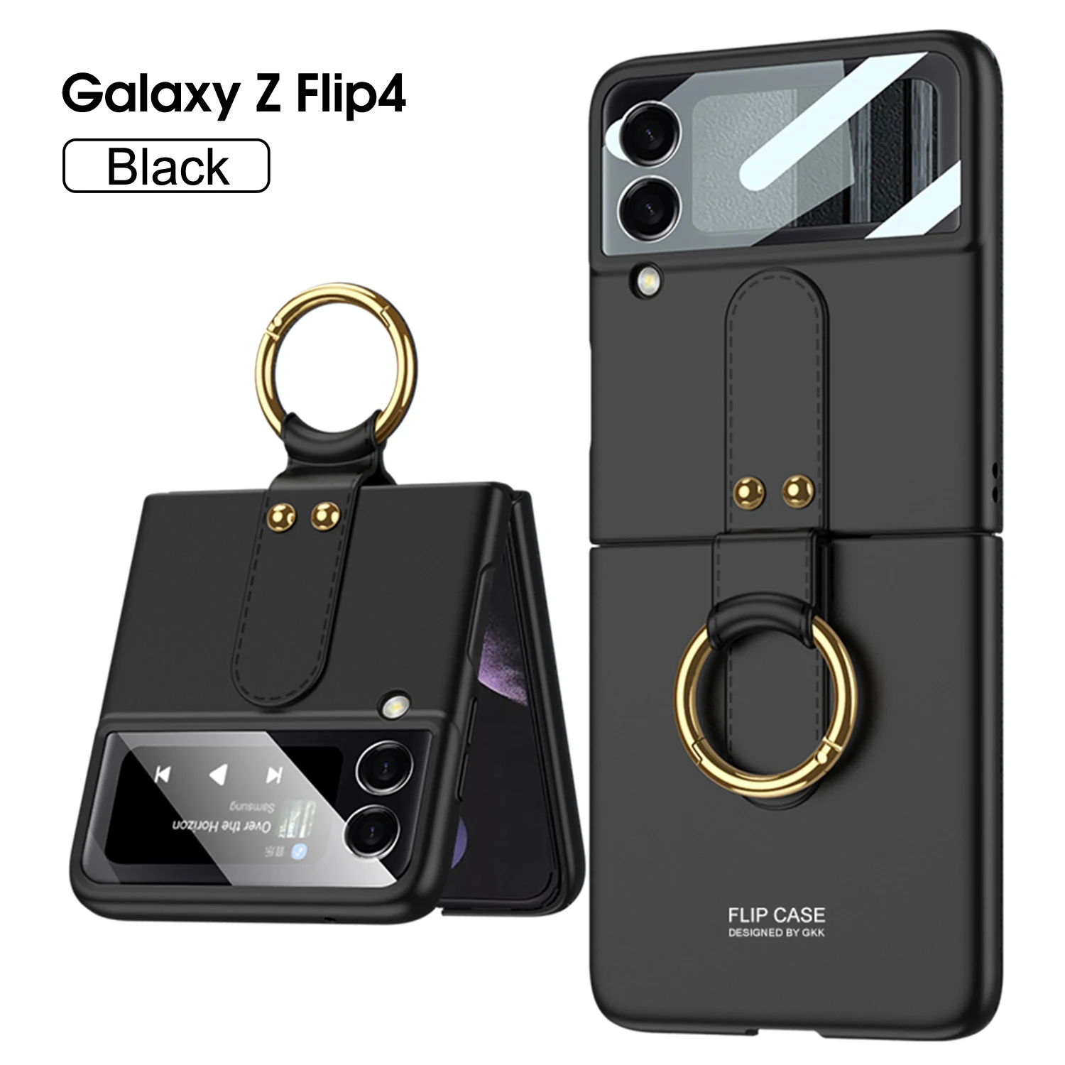 

For Samsung Galaxy Z Flip 4 3 Case Luxury Ultra-thin Skin-feeling Ring Bracket Lens Film Shockproof Protection Hard Back Cover