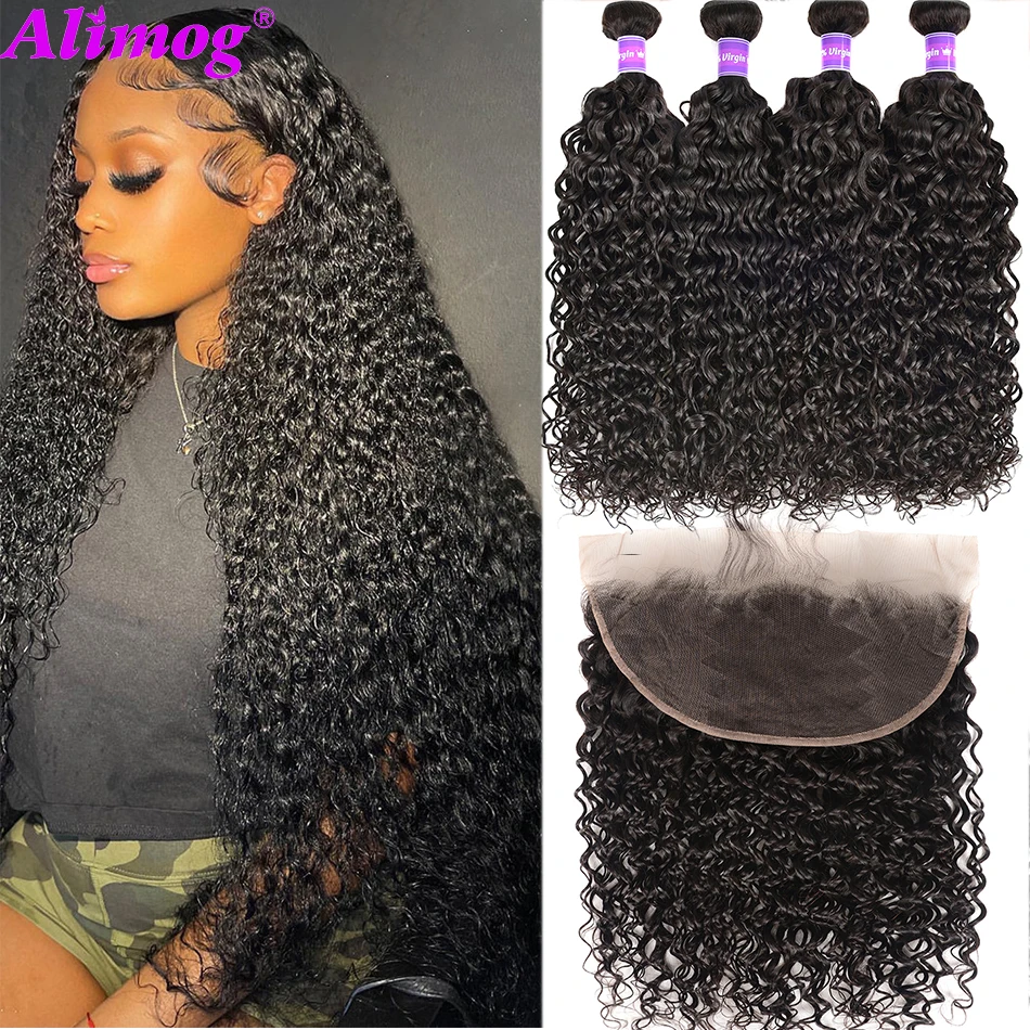 

Water Wave Bundles With Closure 100% Human Hair 8-30Inch Natural Wave Hair Extension Remy Human Hair Bundels With Frontal