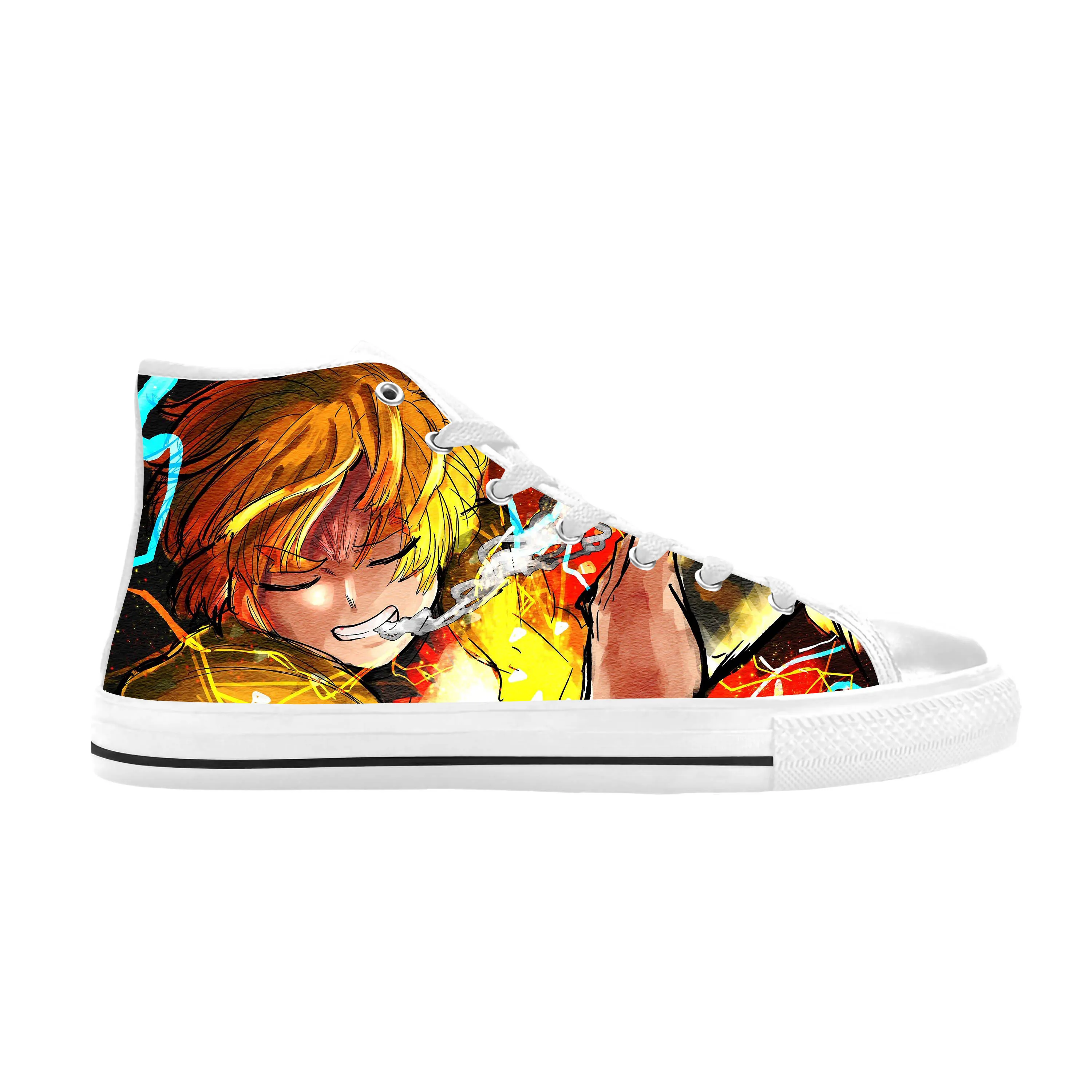 

Demon Slayer Kimetsu No Yaiba Agatsuma Zenitsu Casual Cloth Shoes High Top Comfortable Breathable 3D Print Men Women Sneakers