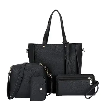 4pcs/set Women Handbag Messenger PU Leather Shoulder Bag Tote Purse Satchel Set PU Leather Women Handbags Wallet Tote Bag Set 1