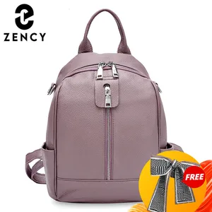 Zency Модный женский рюкзак из 100% натуральной воловьей кожи, черные дорожные сумки для девочек, школьный рюкзак для ноутбука, высококачественный ранец