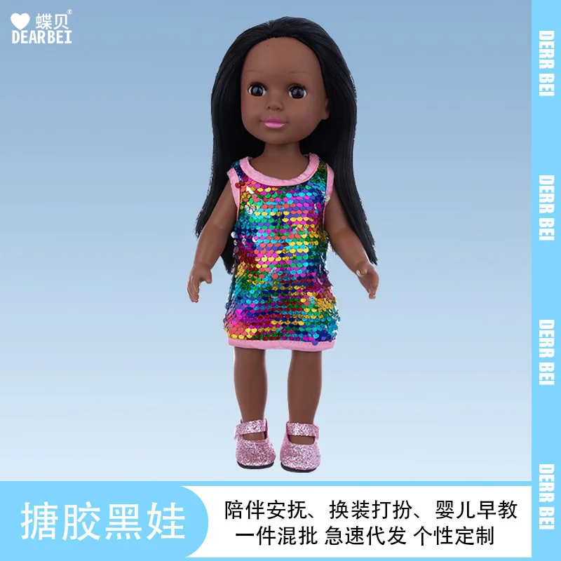 

14-дюймовая афро кукла из черной кожи, Детские Виниловые Игрушки для девочек, детская модная сменная одежда, игровой домик, подарки реборн