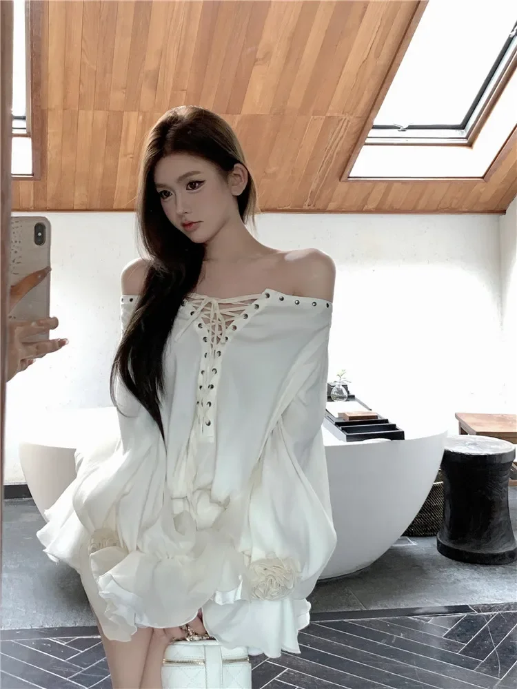 Новинка Осеннее пикантное красное супер мини-платье с воротником-лодочкой