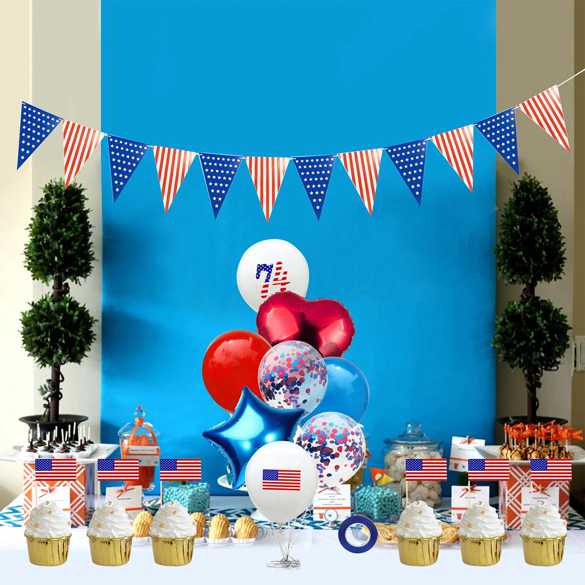 

16 Pcs Party Favors Decorative Chic Balloons Banner Set Photo Props for Veterans Day Independence Day